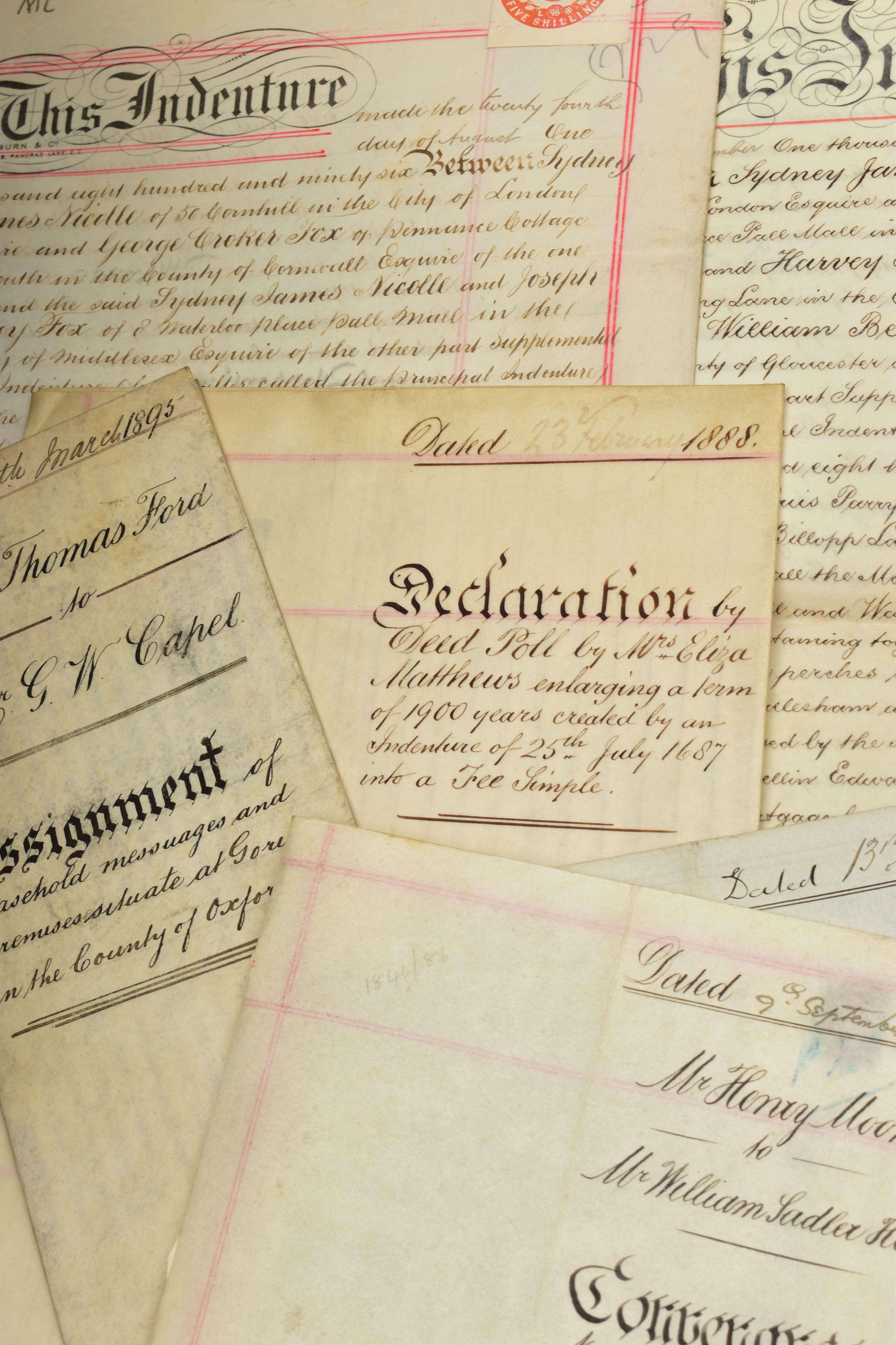 INDENTURES, a collection of approximately 100 legal documents or letters dating from 1720 - 1899 - Bild 3 aus 5