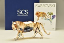 A BOXED SWAROVSKI CRYSTAL SOCIETY ENDANGERED WILDLIFE SERIES FIGURE - TIGER 2010 (1003148), designed