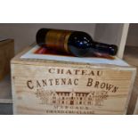 WINE, twelve bottles in original wood case of CHATEAU CANTENAC BROWN MARGAUX 2000 GRANDE CRU CLASSE,