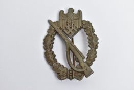 GERMAN WW2 INFANTERIE STURMABZEICHEN, (Infantry Assault Badge, Bronze finish, flat back with left