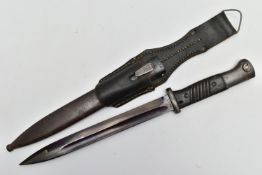A WORLD WAR TWO GERMAN K98 BAYONET, scabbard and frog. 41 Agv maker Berg & Co, Solingen. Makers of