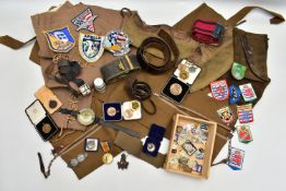 THREE BOXES OF MEDALS, BADGES, SPORTS MEDALS, DANCING MEDALS AND MILITIA KIT, to including WW1