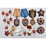 A SMALL SELECTION OF RUSSIAN MILITARY MEDALS/BADGES, WW2/Post War, plus British Medallion 'Special