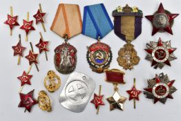 A SMALL SELECTION OF RUSSIAN MILITARY MEDALS/BADGES, WW2/Post War, plus British Medallion 'Special