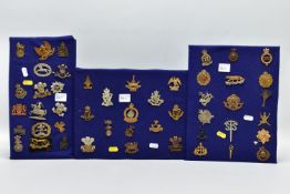 MILITARY CAP BADGES, three pads of badges forty eight in number, including Queens own Yeomanry,