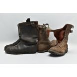 TWO PAIRS OF MILITARY BOOTS, both pairs, brown in colour, both pairs above ankle length with