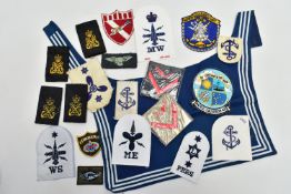 A SELECTION OF RAF/ ROYAL NAVAL RANK/TRADE PATCHES FOR UNIFORM WEAR, together with some with a Naval