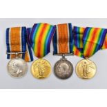TWO GROUPS OF WW1 BRITISH WAR & VICTORY MEDALS, named as follows, (1) 23-374 Pte G.H.Wright.