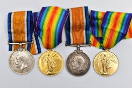 TWO GROUPS OF WW1 BRITISH WAR & VICTORY MEDALS, named as follows, (1) 23-374 Pte G.H.Wright.