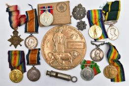 A FAMILY ARCHIVE OF THREE GROUPS OF MEDALS AS FOLLOWS, 1914-15 Star, British War & Victory medals,