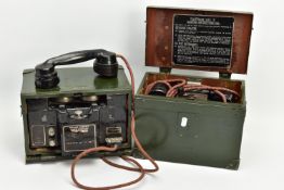 TWO EXAMPLES OF WORLD WAR TWO ERA FIELD TELEPHONE SETS, telephone set 'F' MkI, boxed in wooden