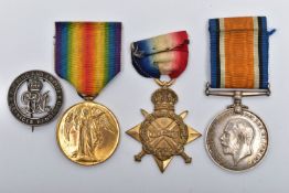 A GREAT WAR TRIO OF 1914-15 STAR, BWM & VICTORY MEDALS, named 6911 Pte. H.ATKINS. Duke of Cornwall