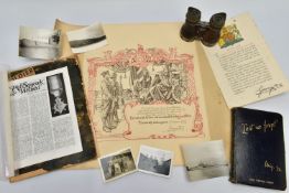A SMALL ARCHIVE OF MILITARY ITEMS, to include hardback copy of 'Lest We Forget' WW2 Victory