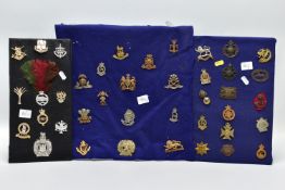 MILITARY CAP BADGES, three pads of British Military badges, forty in number to include, Lancashire