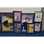 SEVEN GLAZED FRAMED WORLD WAR TWO BRITISH PROPOGANDA POSTERS, four are approximately 47x37c, one