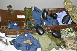 TWO MODERN ARMY AMMUNITION CASES, containing a variety of items to include Military issue Shirts,