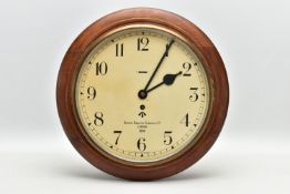 A LARGE OFFICE WALL CLOCK, by Smiths English Clocks Ltd, dated 1950 with Crowfoot military markings,