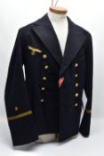 GERMAN KRIEGSMARINE OFFICERS UNIFORM DRESS/MESS JACKET, double breasted style with attached gold