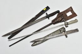 THREE MILITARY BAYONETS AS FOLLOWS, a 1907 pattern SMLE Rifle bayonet proof markings date stamped