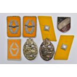 A NUMBER OF GERMAN WW2 INSIGNIA to include two Panzer Assault badges, hollow and solid backs,