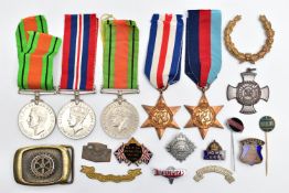 A BOX CONTAINING WW2 MEDALS, 1939-45, France& Germany stars, 2 x Defence medals & War medal,