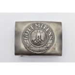 GERMAN 3RD REICH WW2 (ARMY) BELT BUCKLE, silvered finish, one piece construction, no maker marks