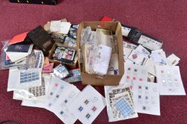 LARGE UNTIDY ACCUMULATION OF STAMPS ON CARDS, loose in approval booklets and as duplicated first day