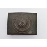 GERMAN 3RD REICH WW2 (ARMY) BELT BUCKLE, olive green finish, one piece construction, marked 'N&H'