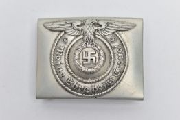 AN EXAMPLE OF A GERMAN 3RD REICH 'S.S.' BELT BUCKLE, which is marked on reverse, RZm SS runes in a