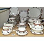 A CROWN DUCAL 'ORANGE TREE' DINNER SET A1211 comprising six cups (one is marked on the inside glaze,