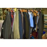 A QUANTITY OF MEN'S SUITS, JACKETS AND OTHER CLOTHING, approximately fifty items, to include a