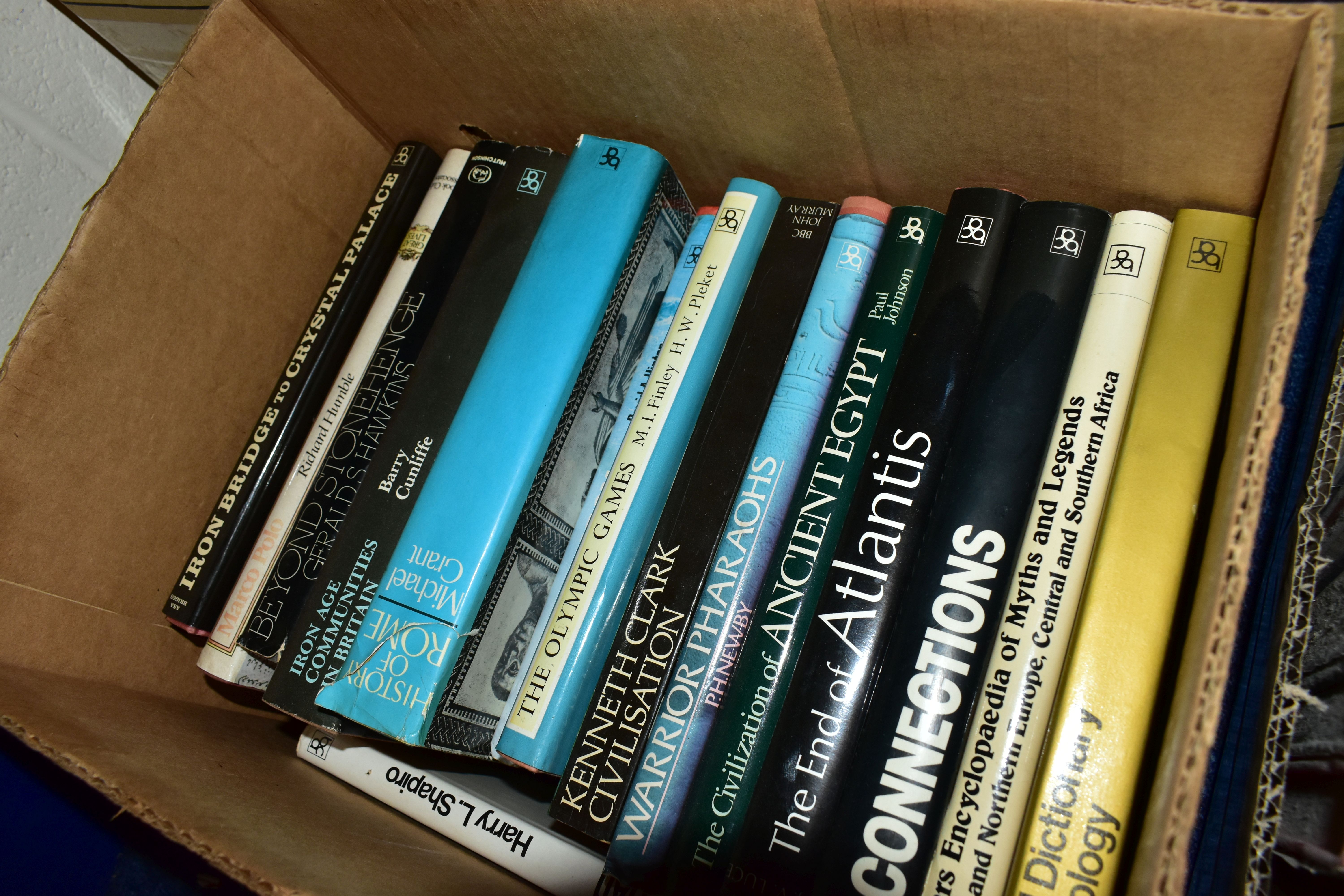THREE BOXES OF ASSORTED BOOKS to include over eighty ancient world history books, Bibles, Pears - Image 4 of 5