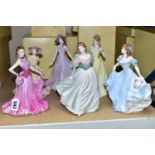 SIX COALPORT LADIES OF FASHION FIGURINES, five boxed, comprising Pamela - an exclusive to figurine