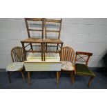 A FORMICA DROP LEAF DINING TABLE, and five chairs (6)