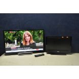 A SONY BRAVIA KDL32R433B 32in TV no remote along with a Hitachi 19LD356OUB 19in TV with remote (both