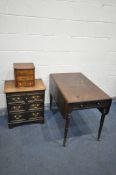 AN OAK CHEST OF THREE DRAWERS, incorporating older timbers, width 57cm x depth 39cm x height 63cm, a