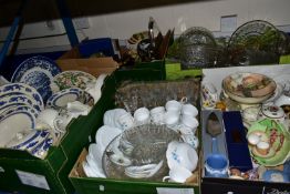 FIVE BOXES OF CERAMICS, GLASS AND SUNDRY ITEMS, to include a twenty four piece Royal Cauldon