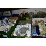 FIVE BOXES OF CERAMICS, GLASS AND SUNDRY ITEMS, to include a twenty four piece Royal Cauldon