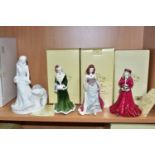 FOUR COALPORT LIMITED EDITION FIGURINES AND FIGURE GROUP, comprising 'Christmas Ball' 673/2000, with