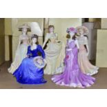 FIVE BOXED COALPORT LADIES OF FASHION FIGURINES, comprising Harriet, Rosemary - an exclusive to
