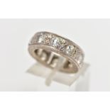 A WHITE METAL DIAMOND FULL ETERNITY RING, comprising a series of brilliant cut diamonds with