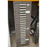 A TWENTY ONE DRAW FILING CABINET measuring width 30cm x depth 42cm x height 90cm along with a