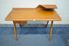 A MADE CORNELL DESK, with curved raised back, and a single frieze drawer, length 125cm x depth