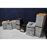 A COLLECTION OF HI-FI to include a Sony CMT-CP100 mini hi-fi system with remote and pair of Sony