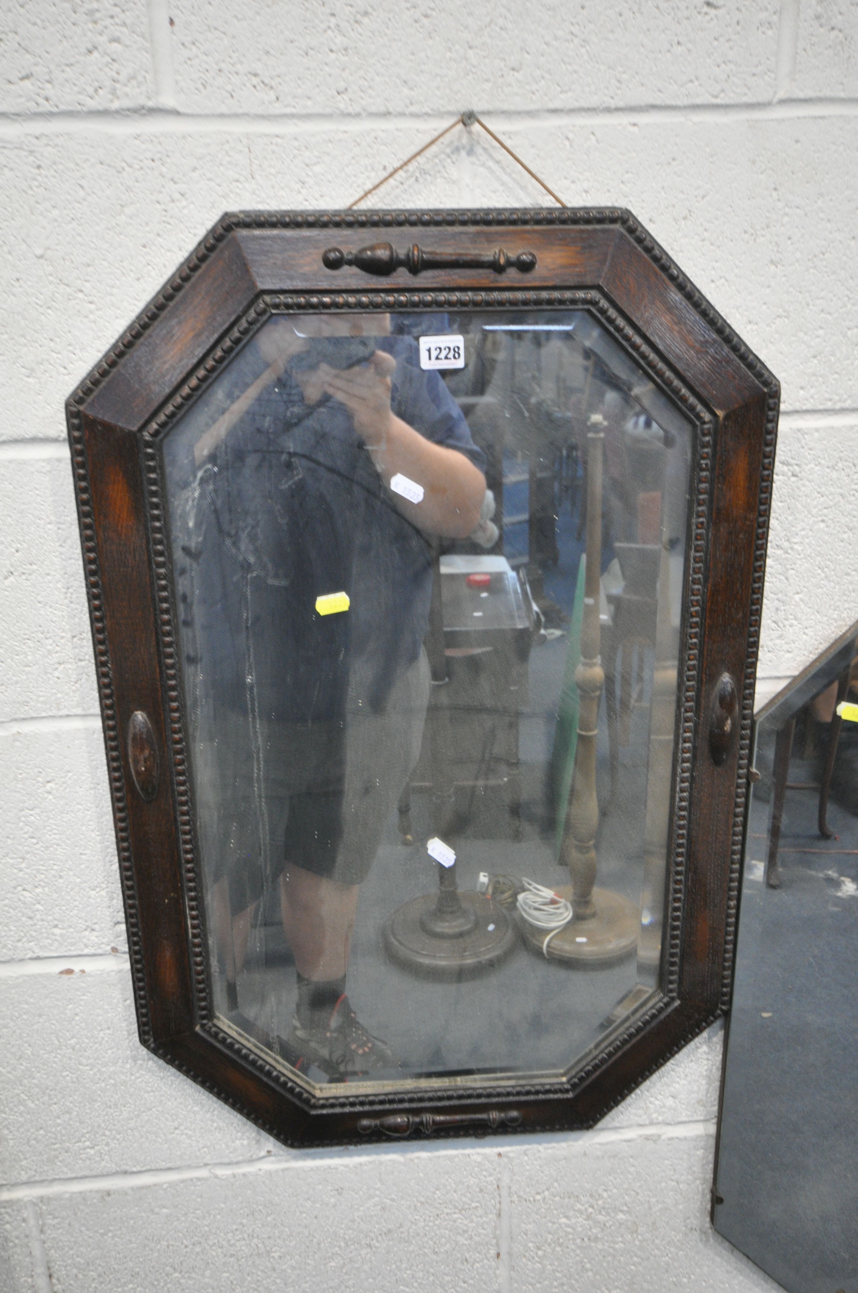 A SELECTION OF VARIOUS MIRRORS, to include an oak framed wall mirror with canted corners, an oval - Image 2 of 3