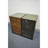 A NEAR PAIR OF CABINETS, with two drawers above a single cupboard door, width 46cm x depth 62cm x