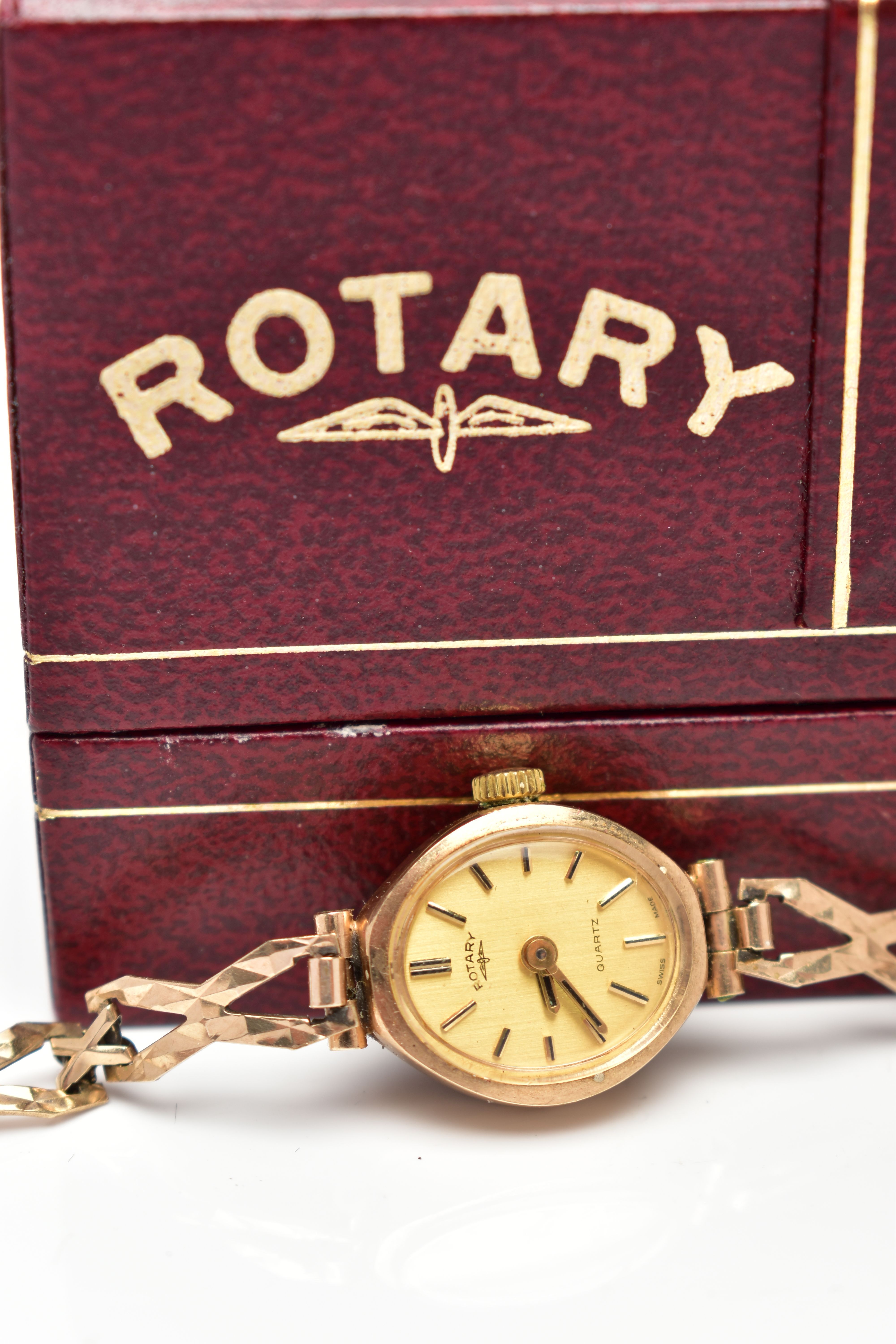 THREE LADIES 9CT GOLD WRISTWATCHES, the first a manual wind 'Rotary' watch with a round silver - Image 4 of 5