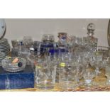 A QUANTITY OF CUT CRYSTAL, comprising Royal Doulton Crystal bud vases, Stuart Crystal dishes and