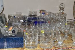 A QUANTITY OF CUT CRYSTAL, comprising Royal Doulton Crystal bud vases, Stuart Crystal dishes and