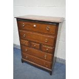 A TALL STAG MINSTREL CHEST OF SEVEN DRAWERS. width 82cm x depth 46cm x height 113cm (condition:-some